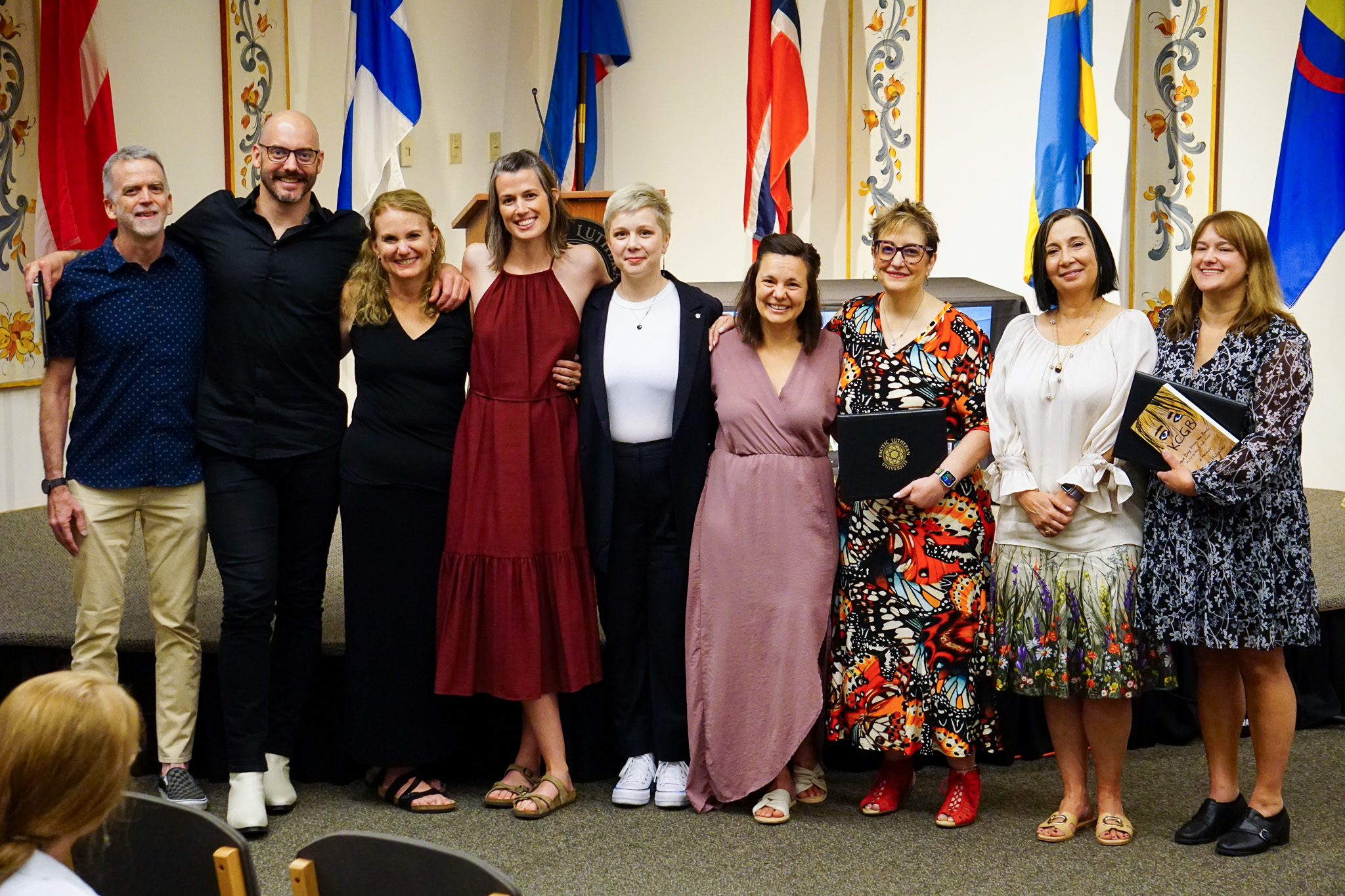 L-R: David Taylor, Alexander Perry, Cindy Lehew-Nehrbass, Katie Duane, Summer Christiansen, Hannah D. Markley, Bonnie Lini Markowski, Eva Smith Glynn, Javi Cain